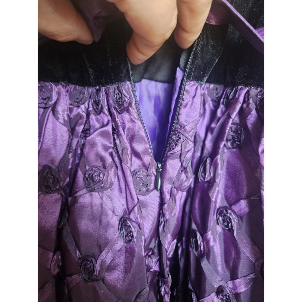 American Princess Girls Dress Black Velvet Purple Rose Swirl Size 4T Zip Flower - Picture 9 of 12